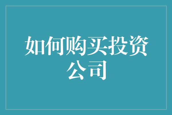 如何购买投资公司