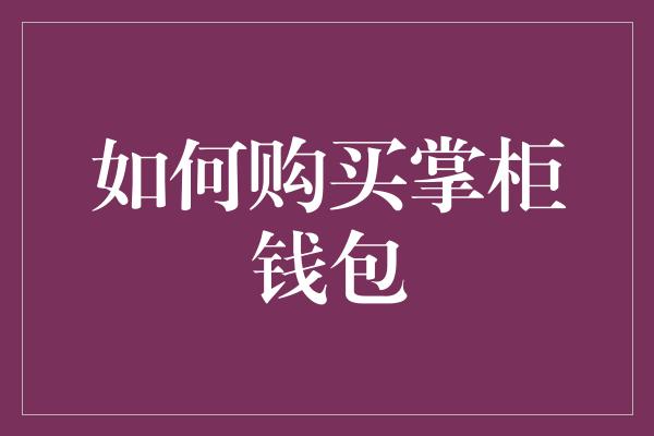 如何购买掌柜钱包