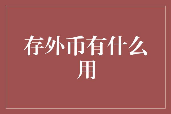 存外币有什么用