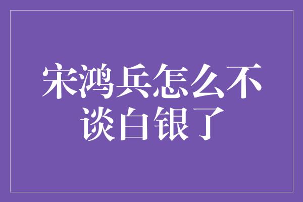 宋鸿兵怎么不谈白银了