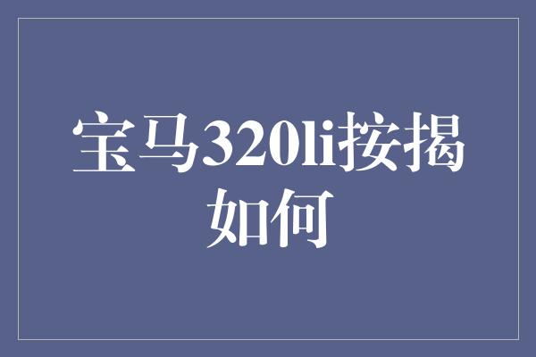 宝马320li按揭如何