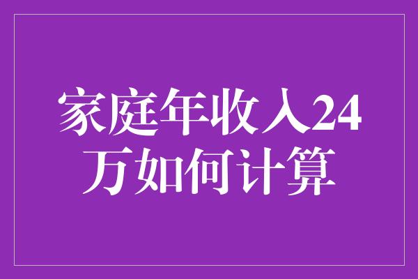 家庭年收入24万如何计算