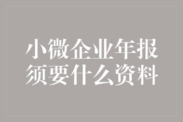 小微企业年报须要什么资料