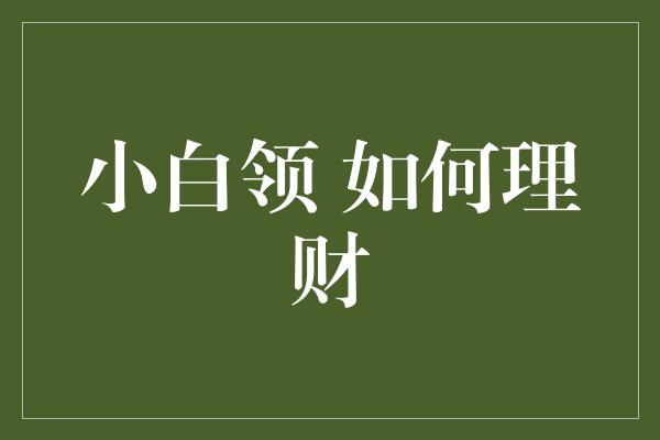 小白领 如何理财