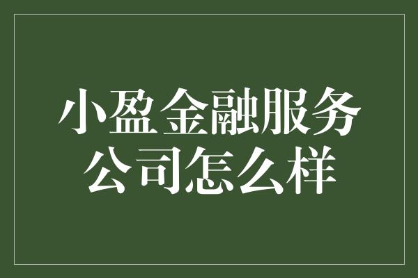 小盈金融服务公司怎么样