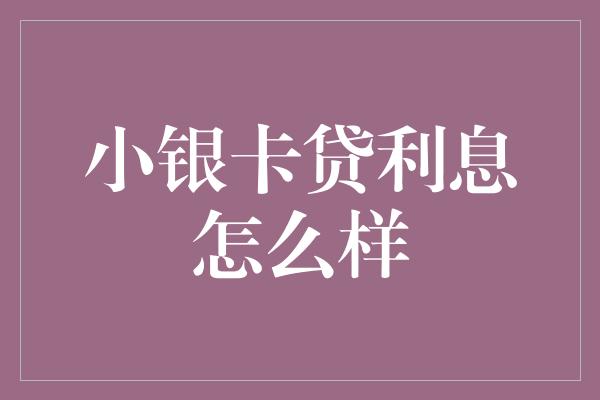 小银卡贷利息怎么样