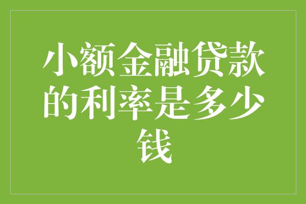 小额金融贷款的利率是多少钱