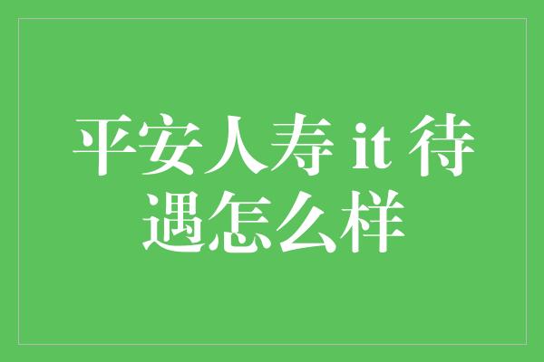 平安人寿 it 待遇怎么样