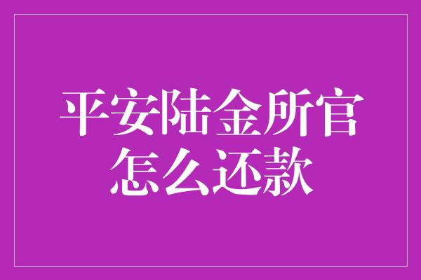 平安陆金所官怎么还款