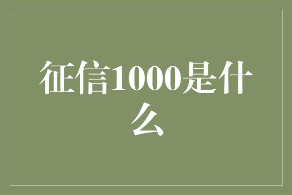 征信1000是什么