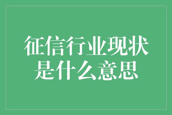 征信行业现状是什么意思