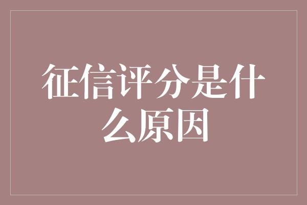 征信评分是什么原因