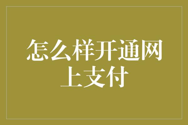 怎么样开通网上支付