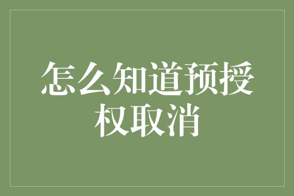 怎么知道预授权取消