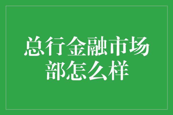 总行金融市场部怎么样