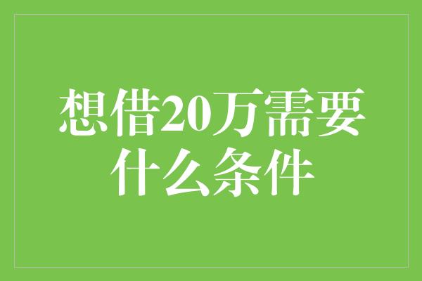 想借20万需要什么条件