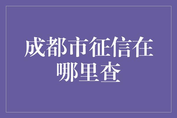 成都市征信在哪里查