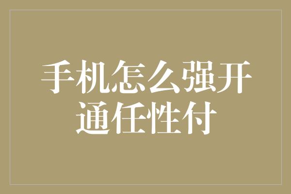 手机怎么强开通任性付