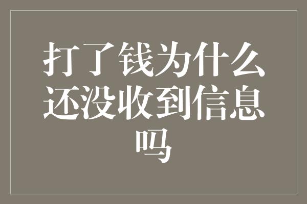 打了钱为什么还没收到信息吗