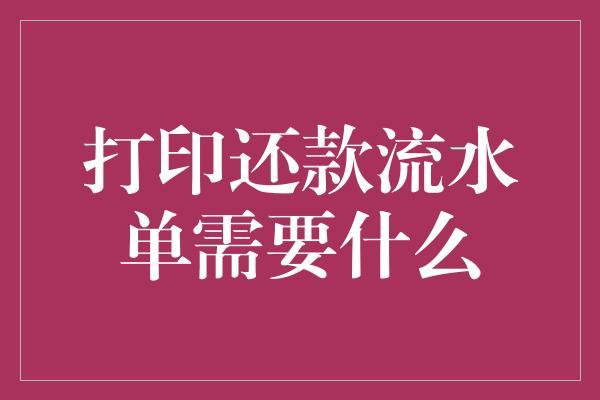 打印还款流水单需要什么