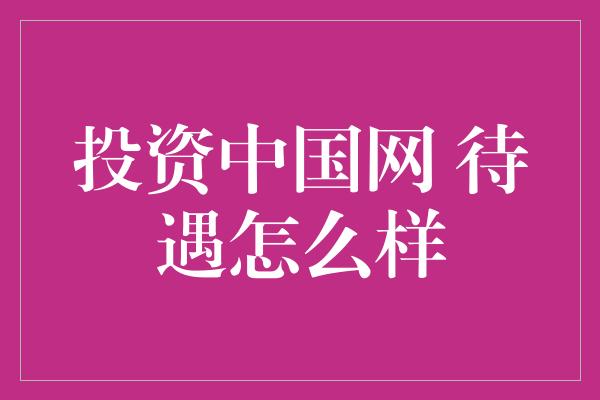 投资中国网 待遇怎么样