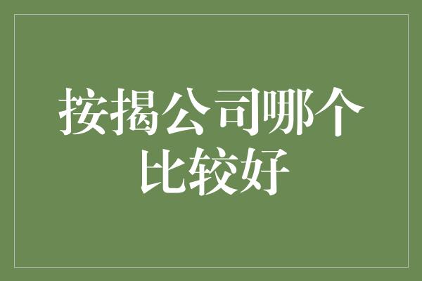 按揭公司哪个比较好