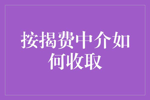 按揭费中介如何收取