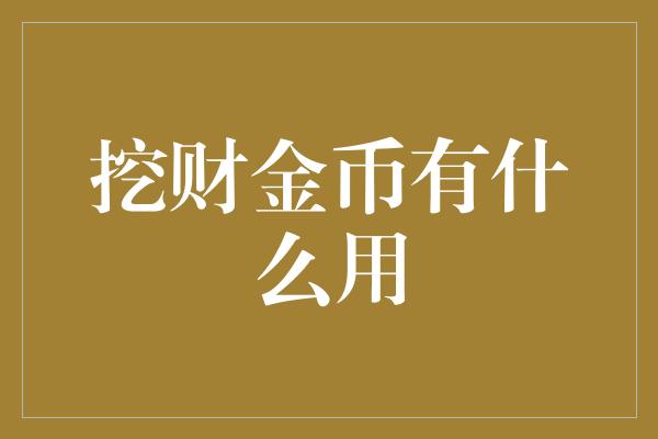 挖财金币有什么用