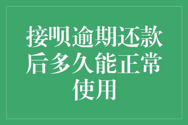 接呗逾期还款后多久能正常使用