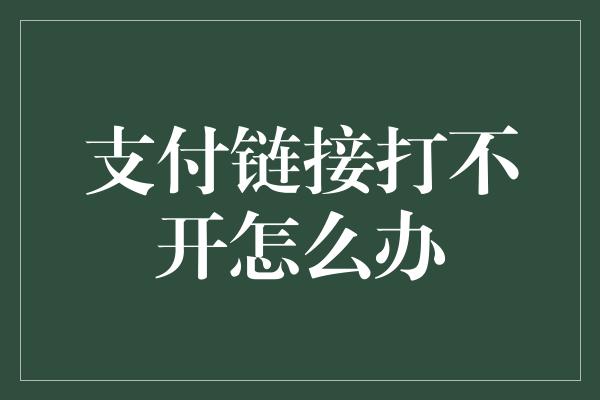 支付链接打不开怎么办