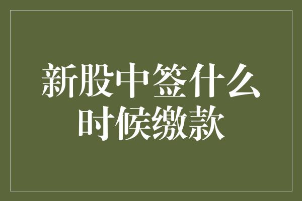 新股中签什么时候缴款