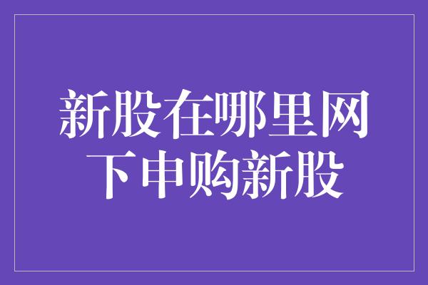 新股在哪里网下申购新股