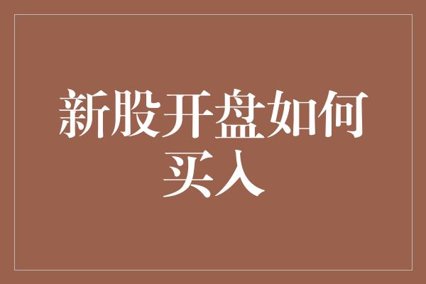 新股开盘如何买入