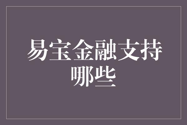 易宝金融支持哪些