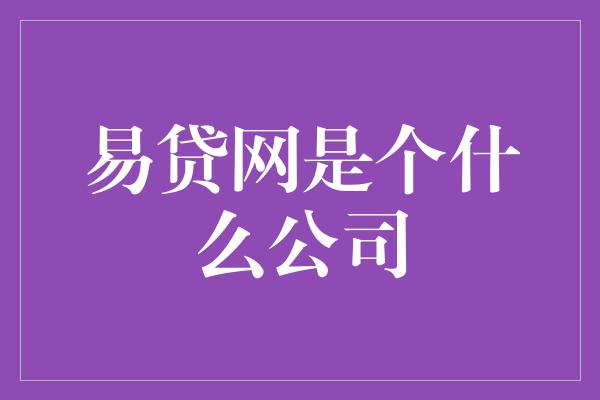 易贷网是个什么公司