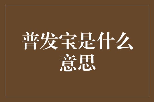 普发宝是什么意思