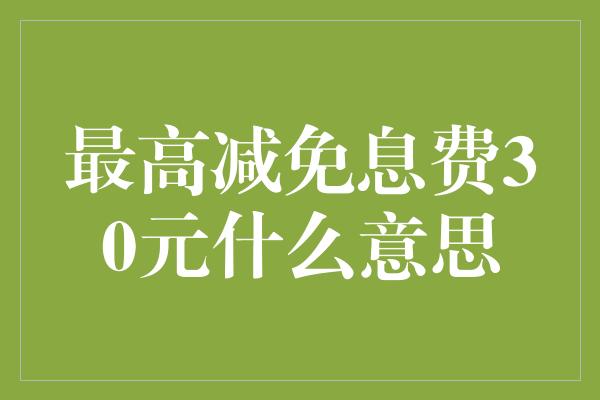 最高减免息费30元什么意思