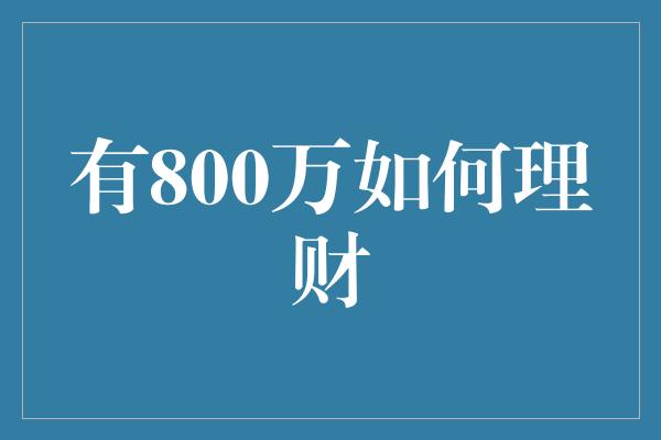 有800万如何理财