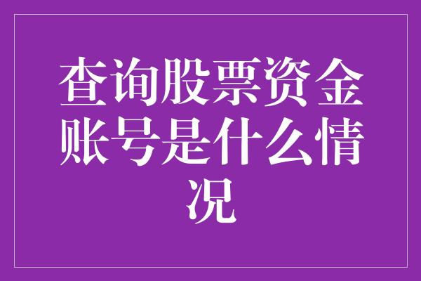 查询股票资金账号是什么情况