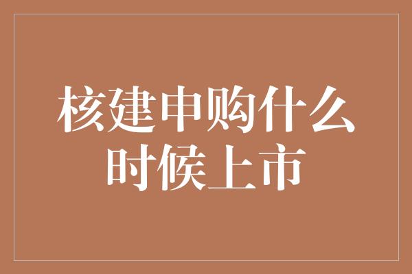 核建申购什么时候上市