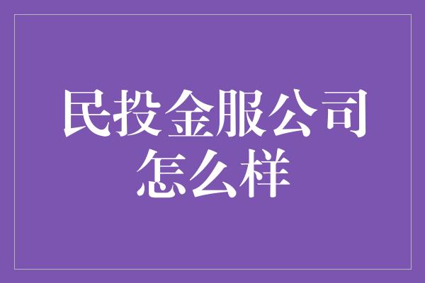 民投金服公司怎么样