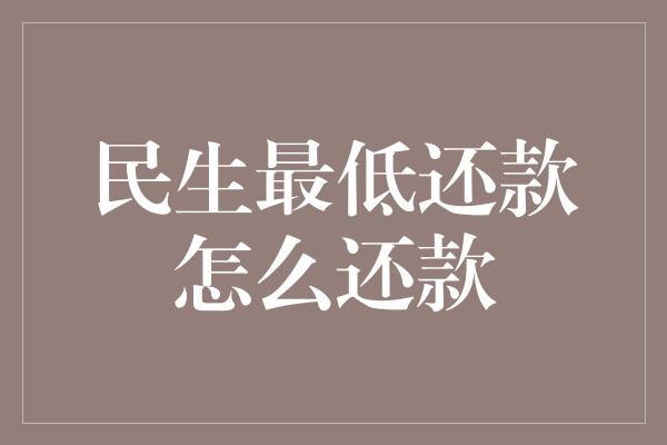 民生最低还款怎么还款