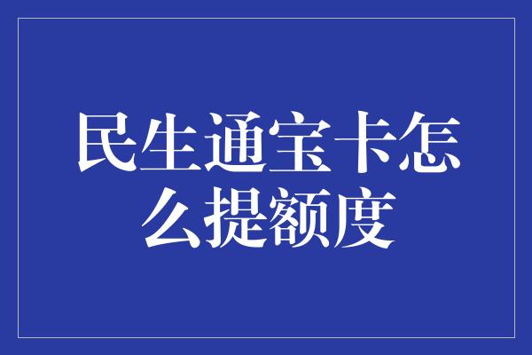 民生通宝卡怎么提额度