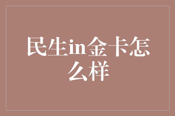 民生in金卡怎么样