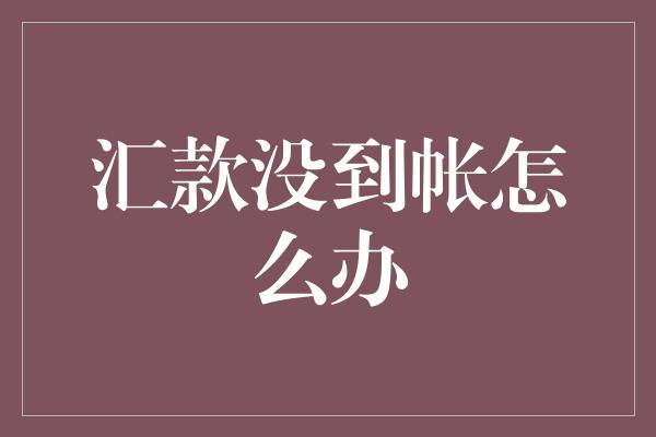 汇款没到帐怎么办