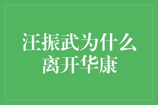 汪振武为什么离开华康