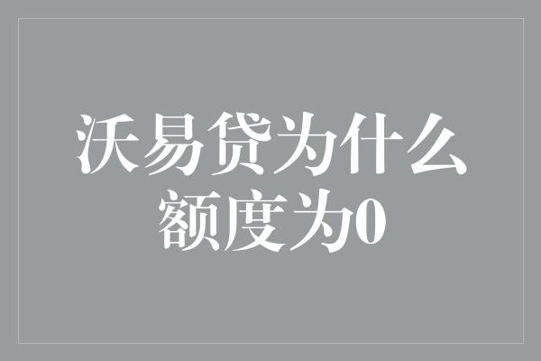 沃易贷为什么额度为0