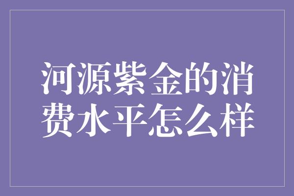 河源紫金的消费水平怎么样