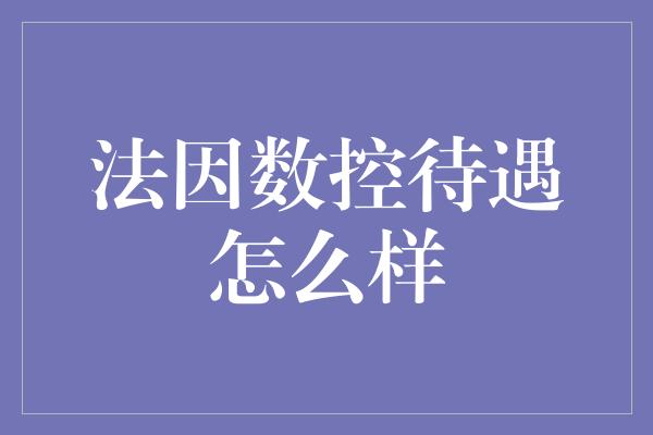 法因数控待遇怎么样