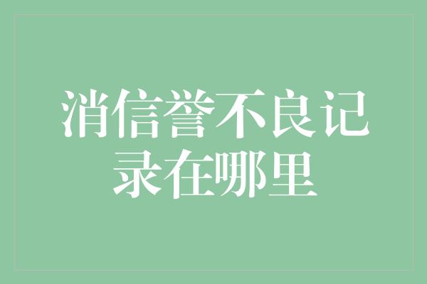 消信誉不良记录在哪里